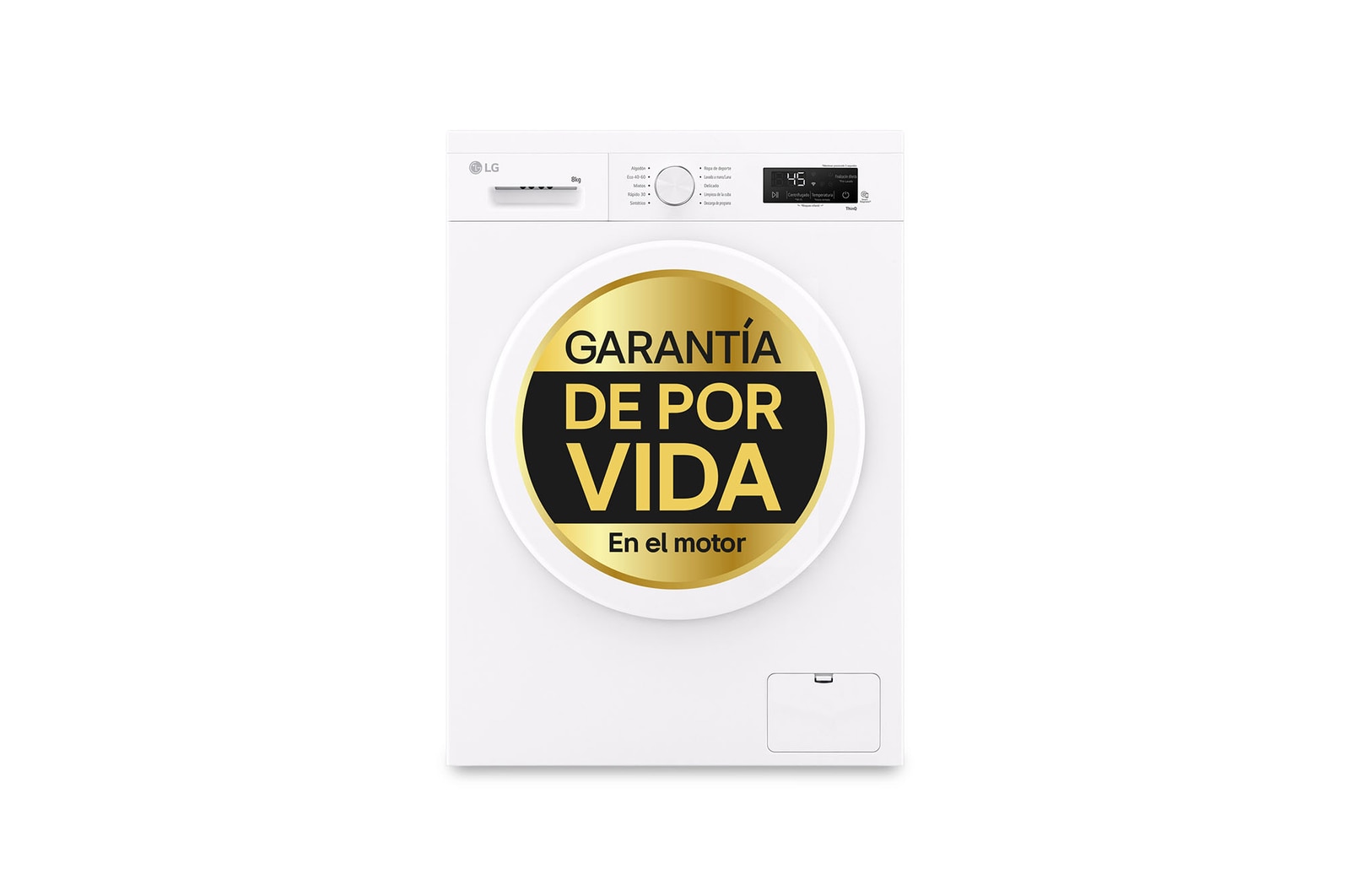 LG Lavadora eficiente 8kg, 1400rpm, A, con vapor, Serie 100, F4X1008NWH