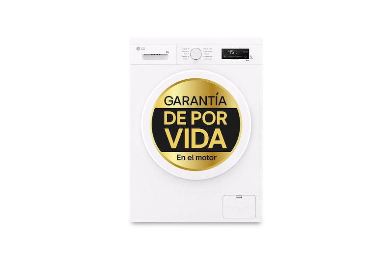 LG Lavadora eficiente 8kg, 1400rpm, A, con vapor, Serie 100, F4X1008NWH