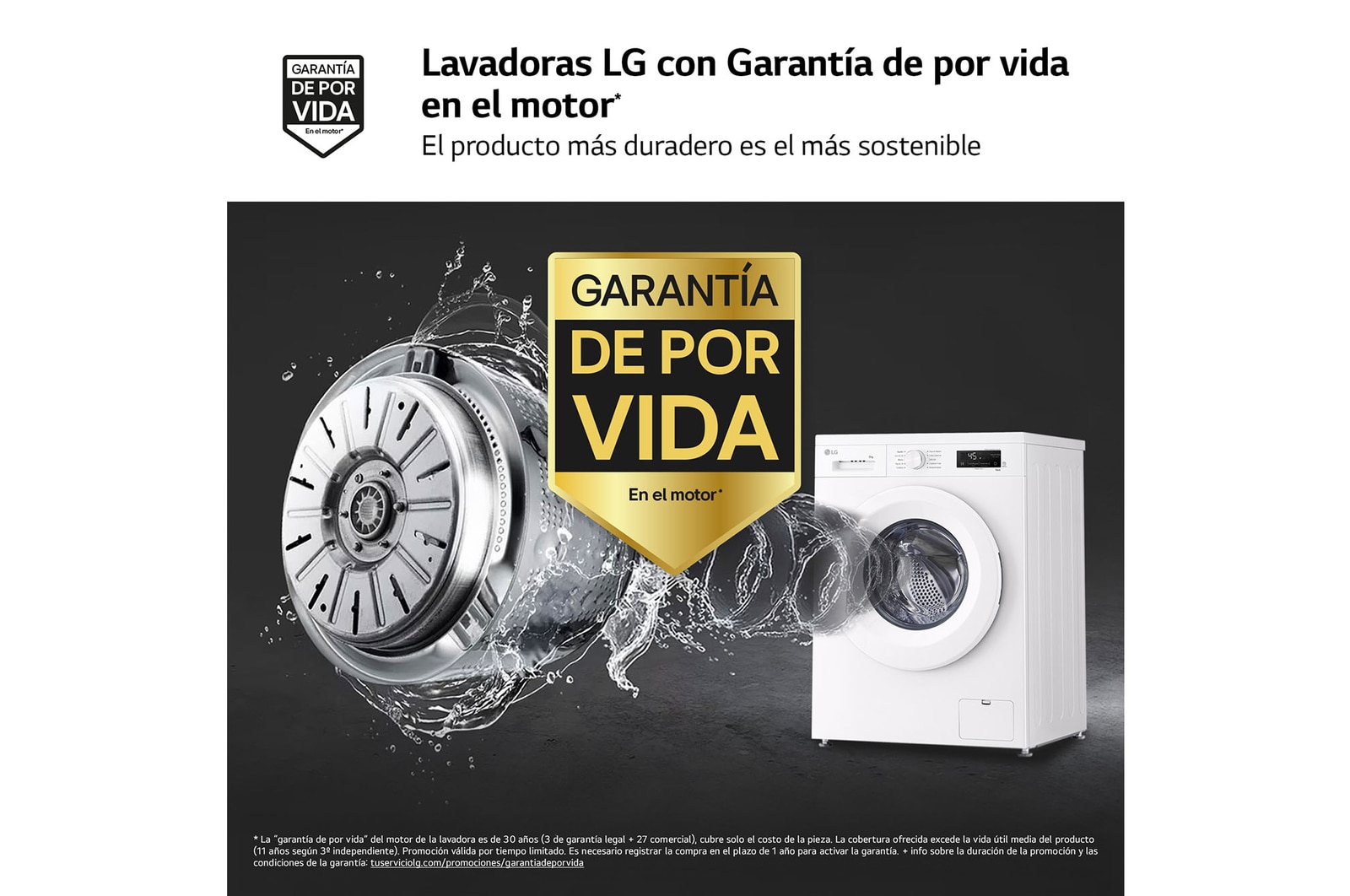 LG Lavadora eficiente 8kg, 1400rpm, A, con vapor, Serie 100, F4X1008NWH