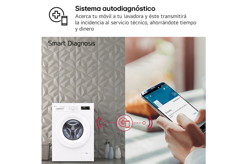 LG Lavadora eficiente 8kg, 1400rpm, A, con vapor, Serie 100, F4X1008NWH