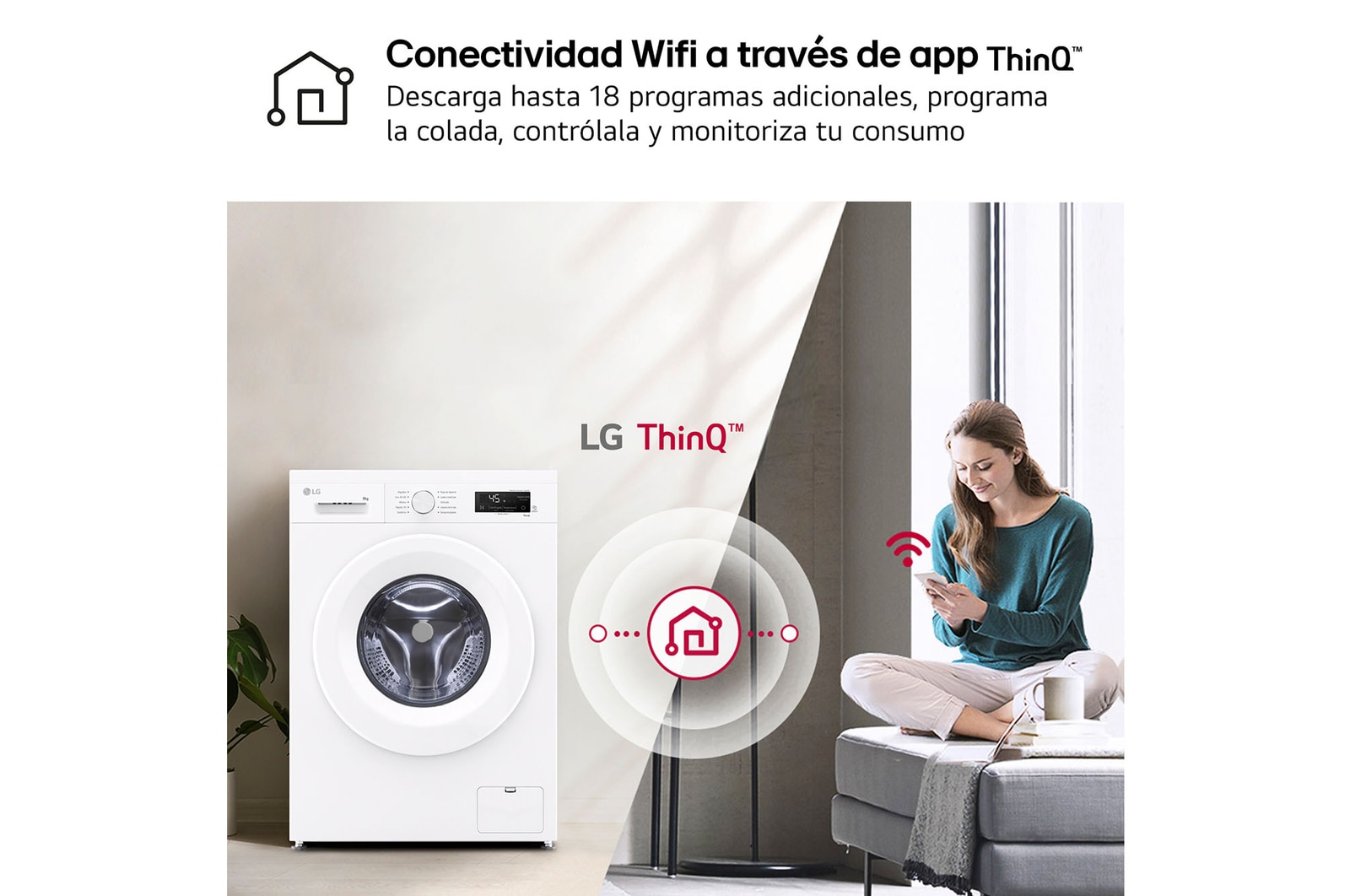 LG Lavadora eficiente 8kg, 1400rpm, A, con vapor, Serie 100, F4X1008NWH