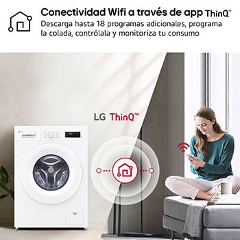 LG Lavadora eficiente 8kg, 1400rpm, A, con vapor, Serie 100, F4X1008NWH