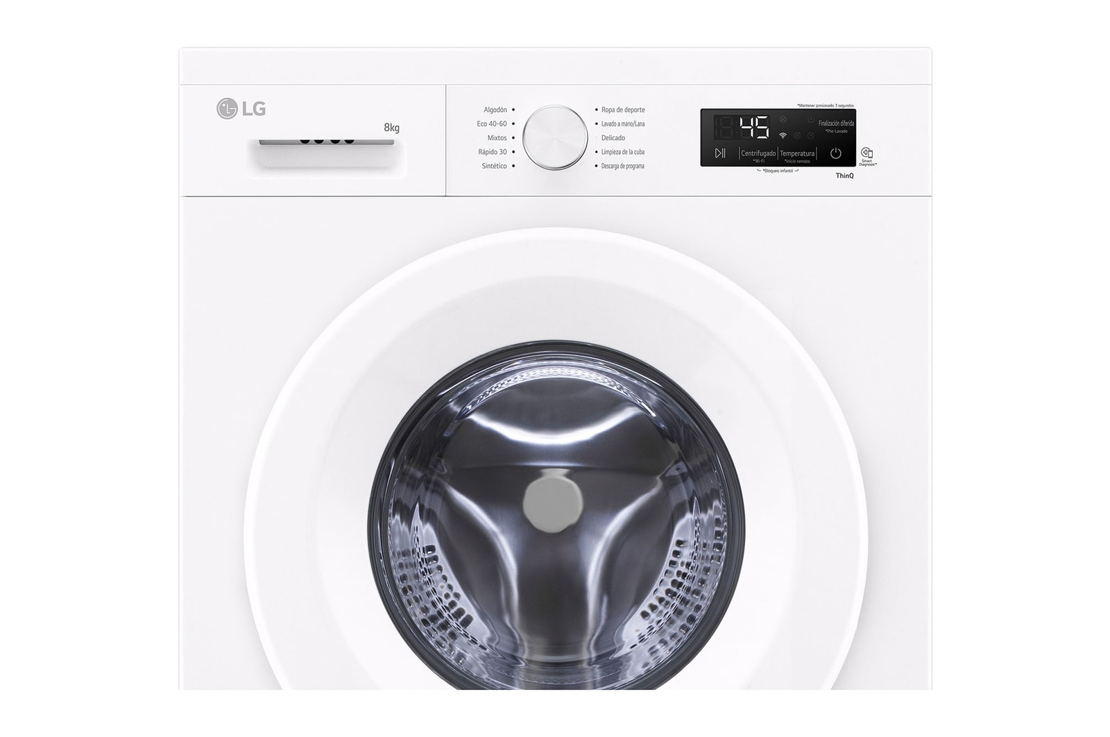 LG Lavadora eficiente 8kg, 1400rpm, A, con vapor, Serie 100, F4X1008NWH