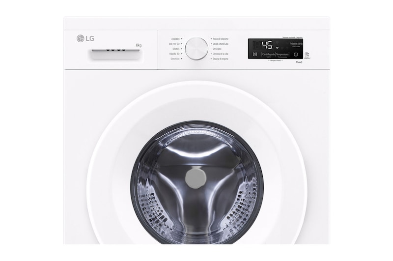LG Lavadora eficiente 8kg, 1400rpm, A, con vapor, Serie 100, F4X1008NWH
