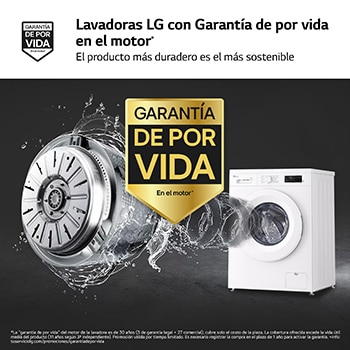 LG Lavadora eficiente 8kg, 1400rpm, A, con vapor, Serie 100, F4X1008NWH