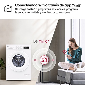 LG Lavadora eficiente 8kg, 1400rpm, A, con vapor, Serie 100, F4X1008NWH