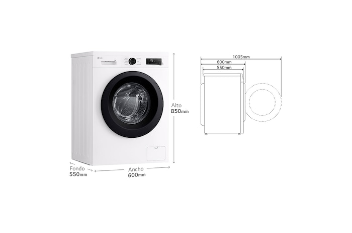 LG Lavadora eficiente 9kg, 1400rpm, A, con vapor, Serie 100, F4X1009NWK