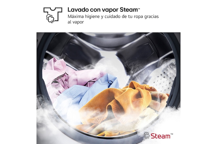 LG Lavadora eficiente 9kg, 1400rpm, A, con vapor, Serie 100, F4X1009NWK