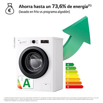 LG Lavadora eficiente 9kg, 1400rpm, A, con vapor, Serie 100, F4X1009NWK
