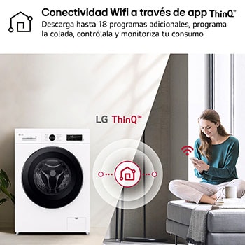 LG Lavadora eficiente 9kg, 1400rpm, A, con vapor, Serie 100, F4X1009NWK