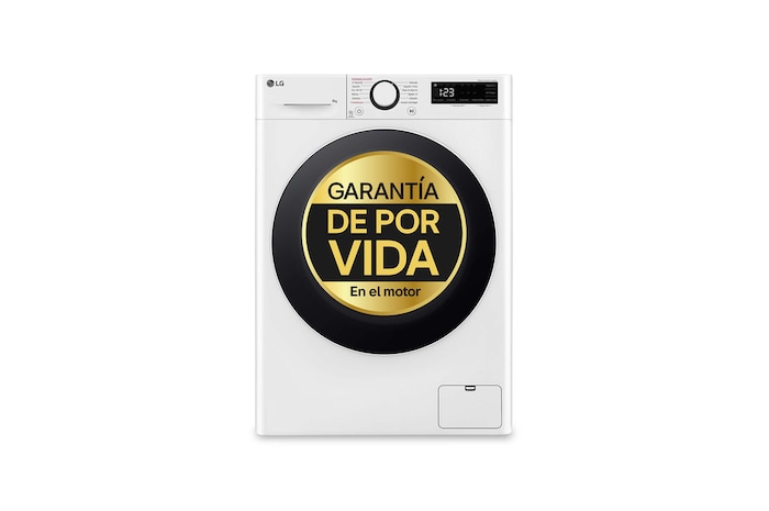 LG Outlet Lavadora inteligente AI Direct Drive, Vapor, 9kg , 1200rpm Un 10% más eficiente que A, Serie fondo especial 500, F2WR5S09A0W.OUTLET
