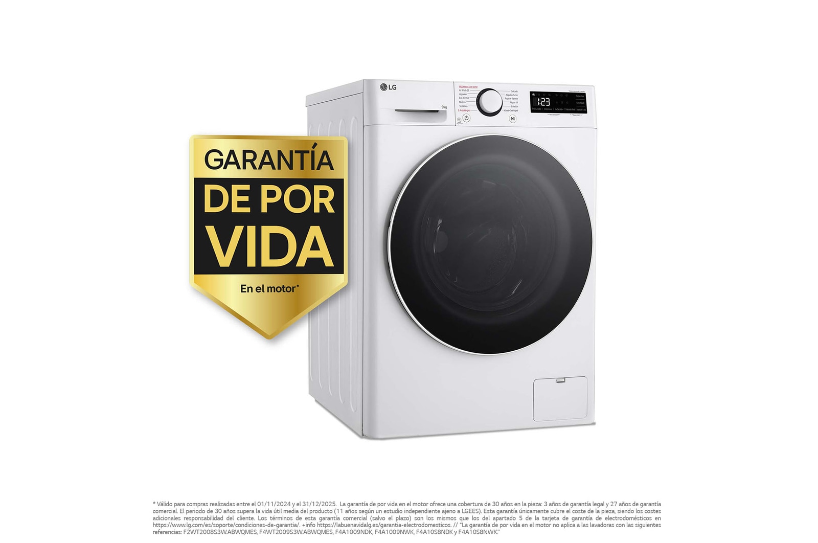 LG Lavadora inteligente AI Direct Drive,  Vapor,  9kg ,  1200rpm Un 10% más eficiente que A, Serie fondo especial 500, F2WR5S09A0W