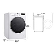 LG Lavadora inteligente AI Direct Drive,  Vapor,  9kg ,  1200rpm Un 10% más eficiente que A, Serie fondo especial 500, F2WR5S09A0W