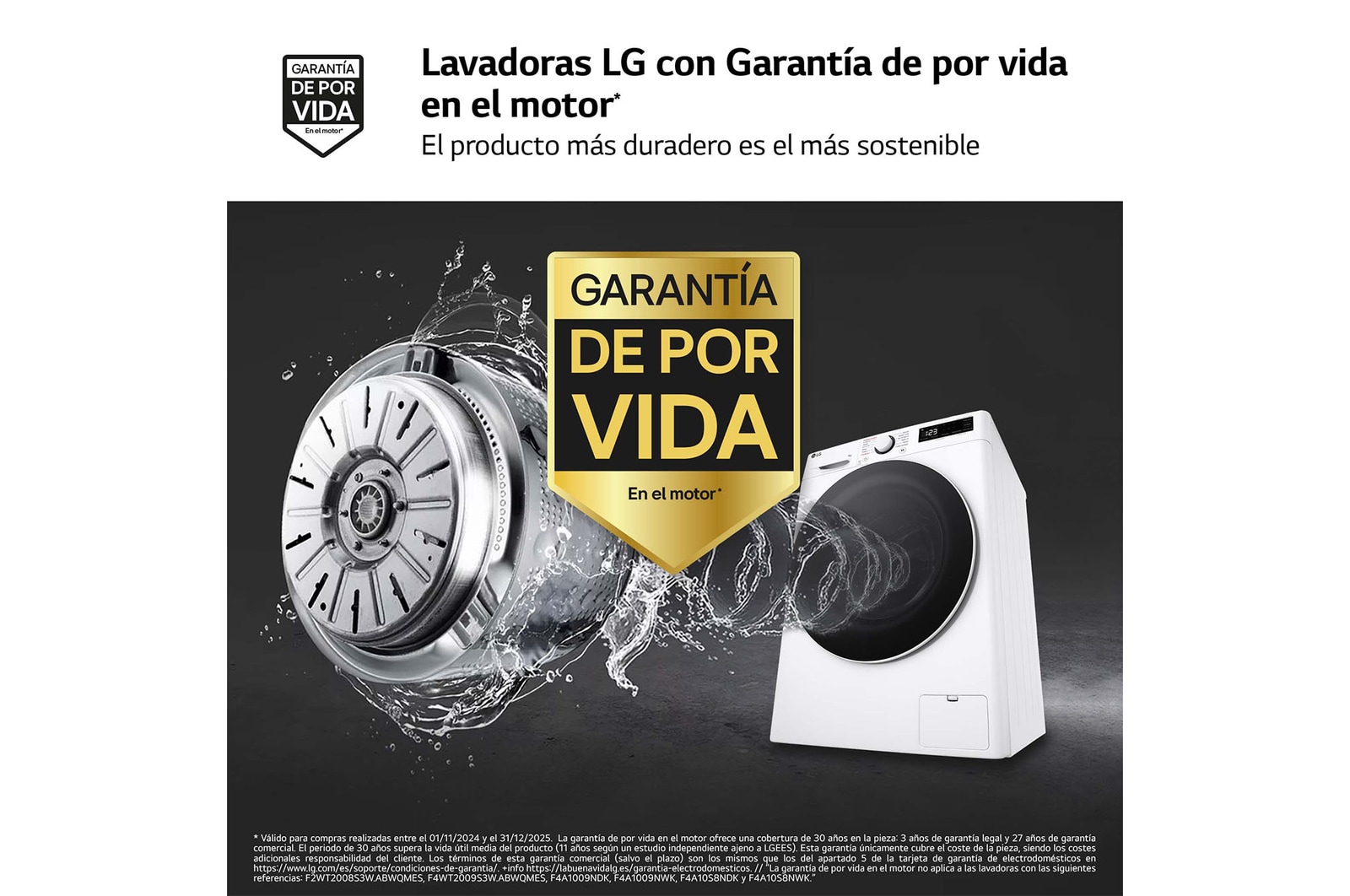 LG Lavadora inteligente AI Direct Drive,  Vapor,  9kg ,  1200rpm Un 10% más eficiente que A, Serie fondo especial 500, F2WR5S09A0W