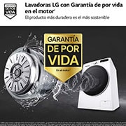 LG Lavadora inteligente AI Direct Drive,  Vapor,  9kg ,  1200rpm Un 10% más eficiente que A, Serie fondo especial 500, F2WR5S09A0W
