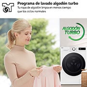 LG Lavadora inteligente AI Direct Drive,  Vapor,  9kg ,  1200rpm Un 10% más eficiente que A, Serie fondo especial 500, F2WR5S09A0W