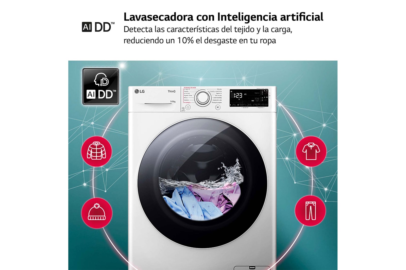 LG  9/6 kg Lavadora Secadora con Vapor Blanca AI DD™ A/D , F4DR5509A0W