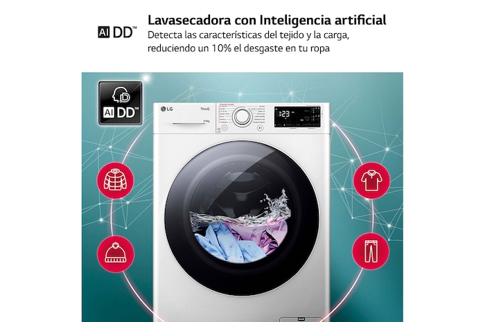 LG  9/6 kg Lavadora Secadora con Vapor Blanca AI DD™ A/D , F4DR5509A0W