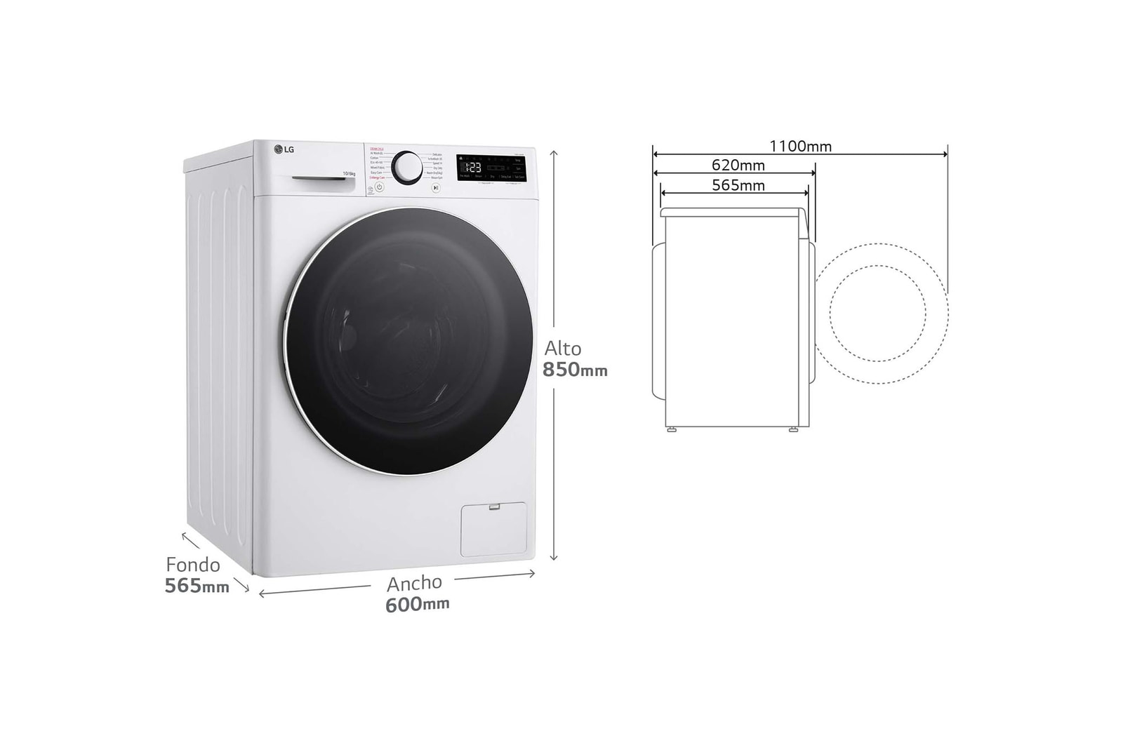 LG Lavasecadora inteligente AI Direct Drive TM, Turbowash 360º, 10/6kg, 1400rpm, Un 10% más eficiente que  A(lavado) /D(secado) Blanca, Serie 600, F4DR6010A0W