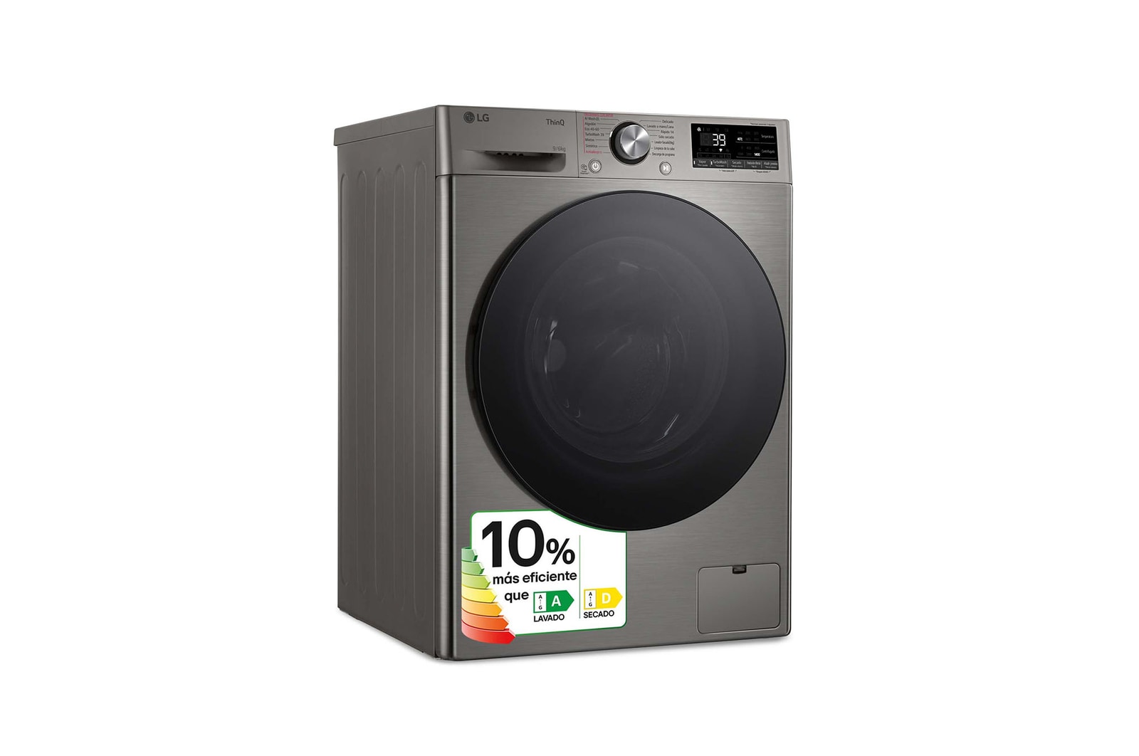 LG Lavasecadora inteligente AI Direct Drive™, Turbowash 360º, 9/6kg, 1400rpm, Un 10% más eficiente que A(lavado) /D(secado), Inox, Serie 700, F4DR7009AGS