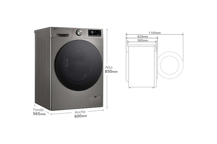 LG Lavasecadora inteligente AI Direct Drive™, Turbowash 360º, 9/6kg, 1400rpm, Un 10% más eficiente que  A(lavado) /D(secado), Inox, Serie 700, F4DR7009AGS