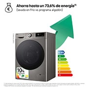 LG Lavasecadora inteligente AI Direct Drive™, Turbowash 360º, 9/6kg, 1400rpm, Un 10% más eficiente que  A(lavado) /D(secado), Inox, Serie 700, F4DR7009AGS