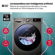 LG Lavasecadora inteligente AI Direct Drive™, Turbowash 360º, 9/6kg, 1400rpm, Un 10% más eficiente que  A(lavado) /D(secado), Inox, Serie 700, F4DR7009AGS