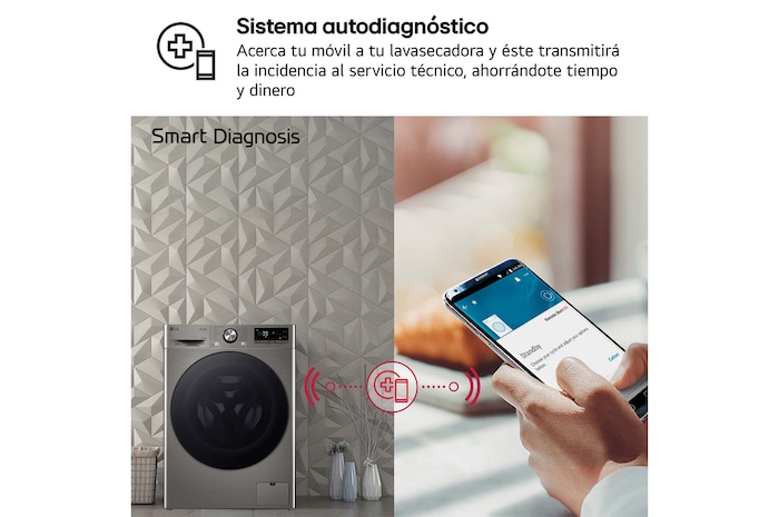 LG Lavasecadora inteligente AI Direct Drive™, Turbowash 360º, 9/6kg, 1400rpm, Un 10% más eficiente que  A(lavado) /D(secado), Inox, Serie 700, F4DR7009AGS