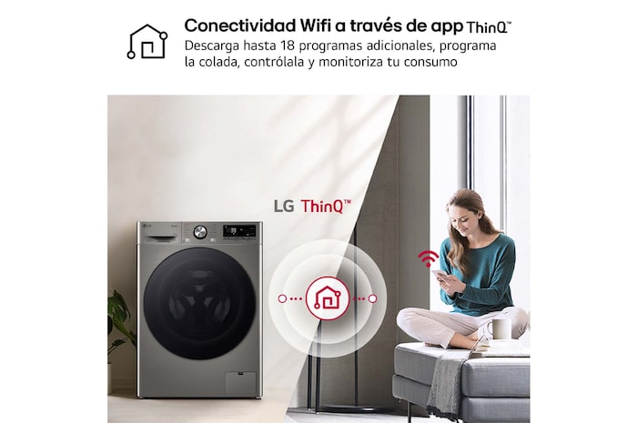 LG Lavasecadora inteligente AI Direct Drive™, Turbowash 360º, 9/6kg, 1400rpm, Un 10% más eficiente que  A(lavado) /D(secado), Inox, Serie 700, F4DR7009AGS