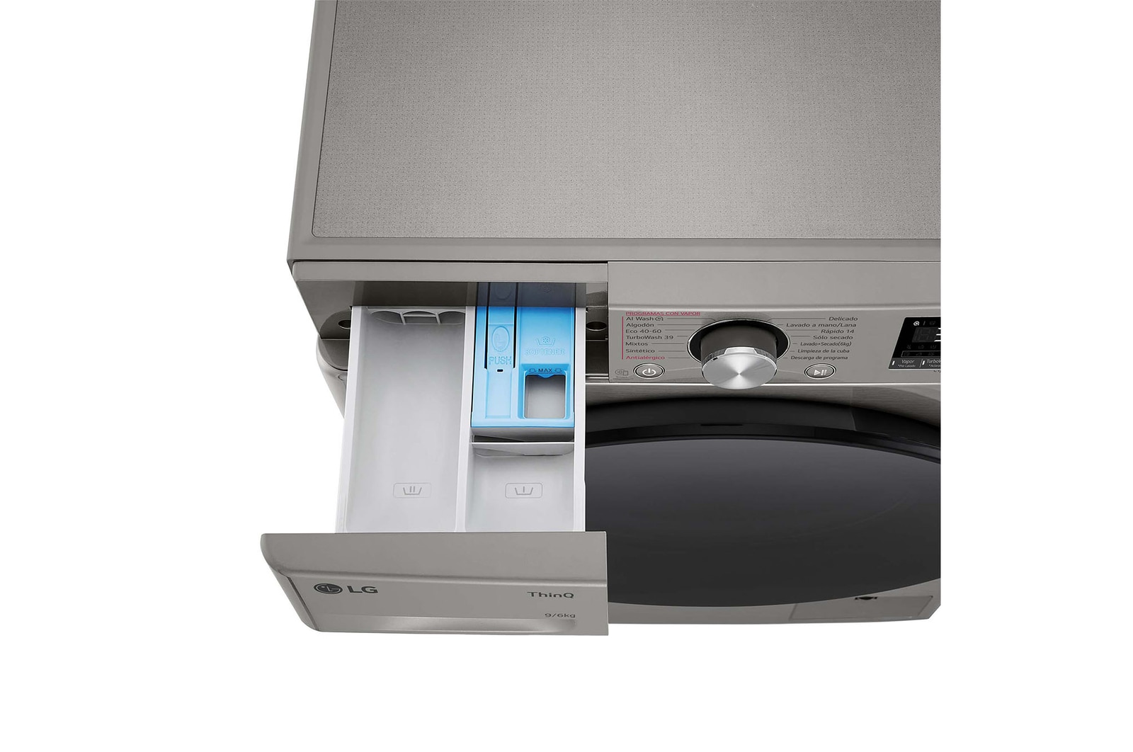 LG Lavasecadora inteligente AI Direct Drive™, Turbowash 360º, 9/6kg, 1400rpm, Un 10% más eficiente que A(lavado) /D(secado), Inox, Serie 700, F4DR7009AGS