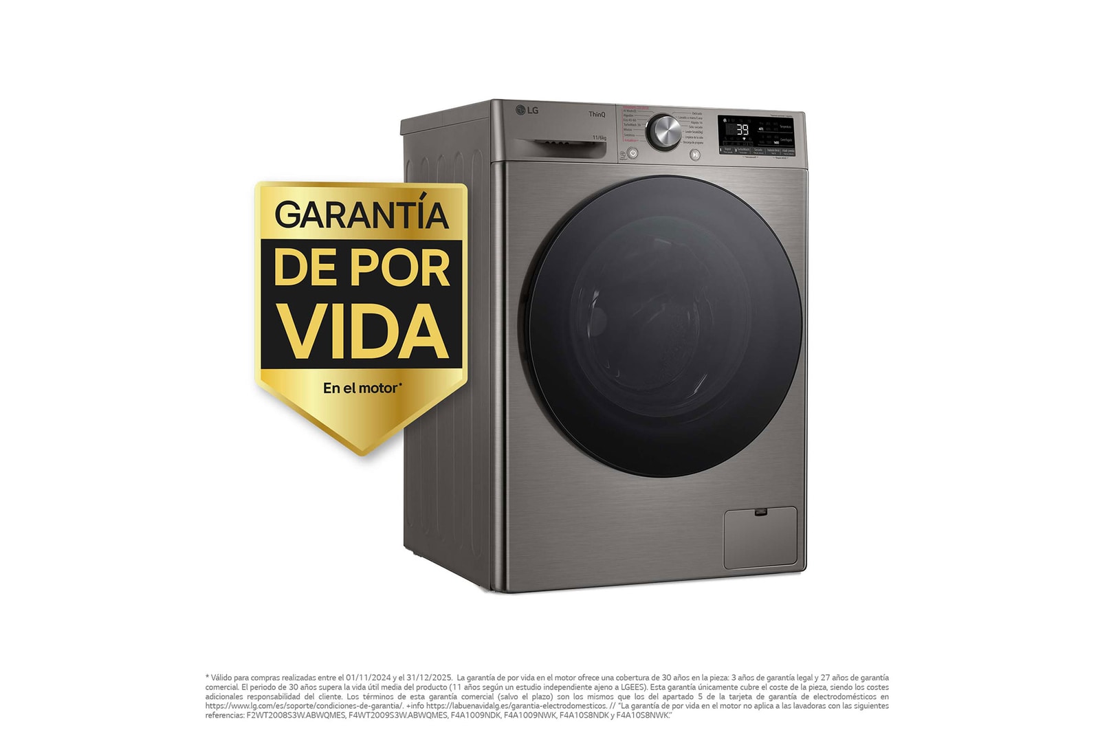 LG Lavasecadora inteligente AI Direct Drive TM, Turbowash 360º, 11/6kg, 1400rpm,  Un 10% más eficiente que  A(lavado) /D(secado) Inox antihuellas, Serie 700, F4DR7011AGS
