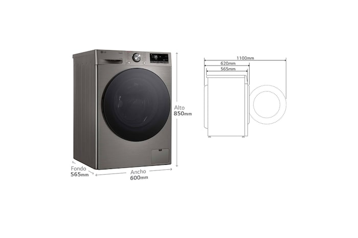 LG Lavasecadora inteligente AI Direct Drive TM, Turbowash 360º, 11/6kg, 1400rpm,  Un 10% más eficiente que  A(lavado) /D(secado) Inox antihuellas, Serie 700, F4DR7011AGS