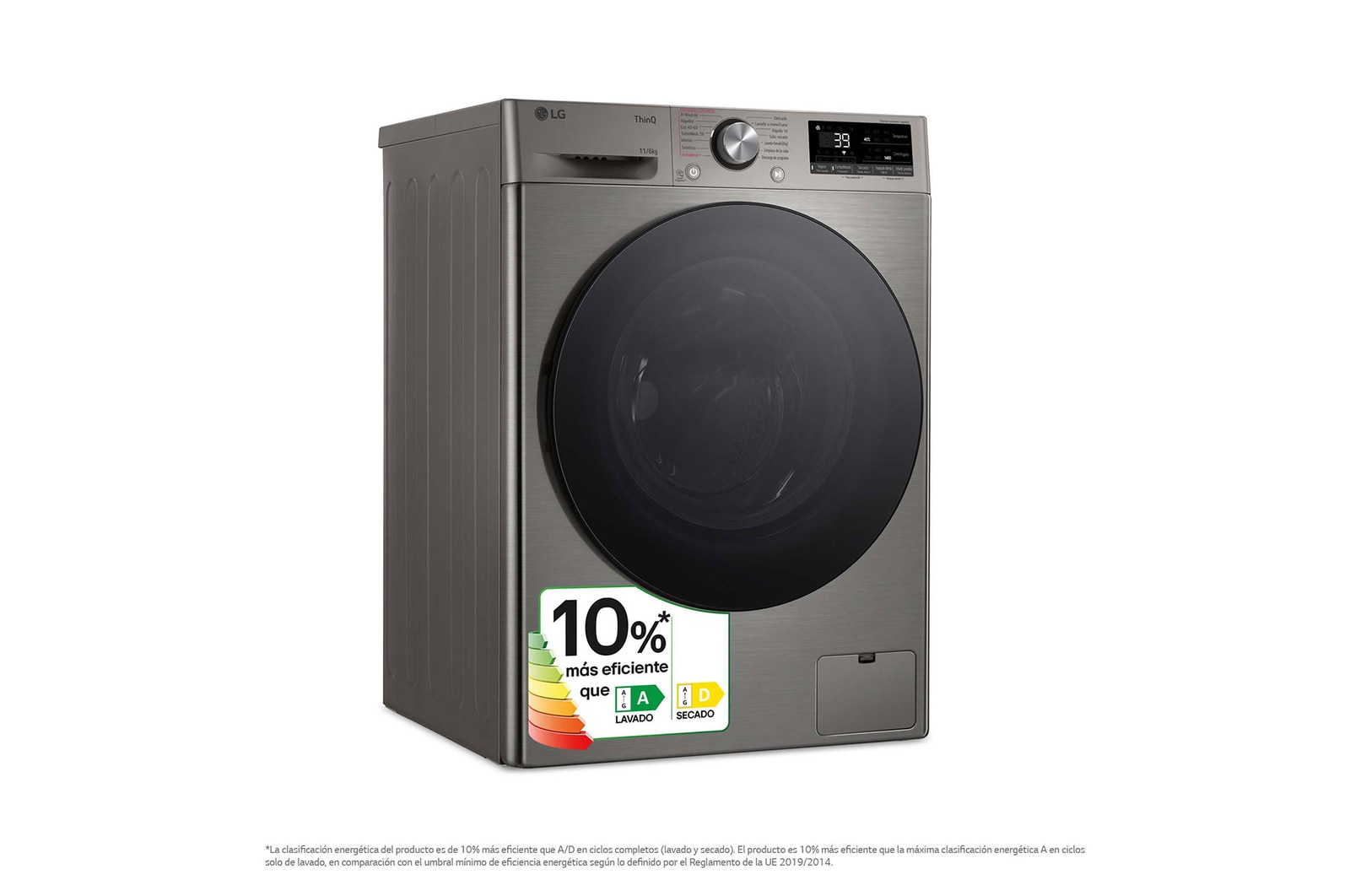 LG Lavasecadora inteligente AI Direct Drive TM, Turbowash 360º, 11/6kg, 1400rpm,  Un 10% más eficiente que  A(lavado) /D(secado) Inox antihuellas, Serie 700, F4DR7011AGS