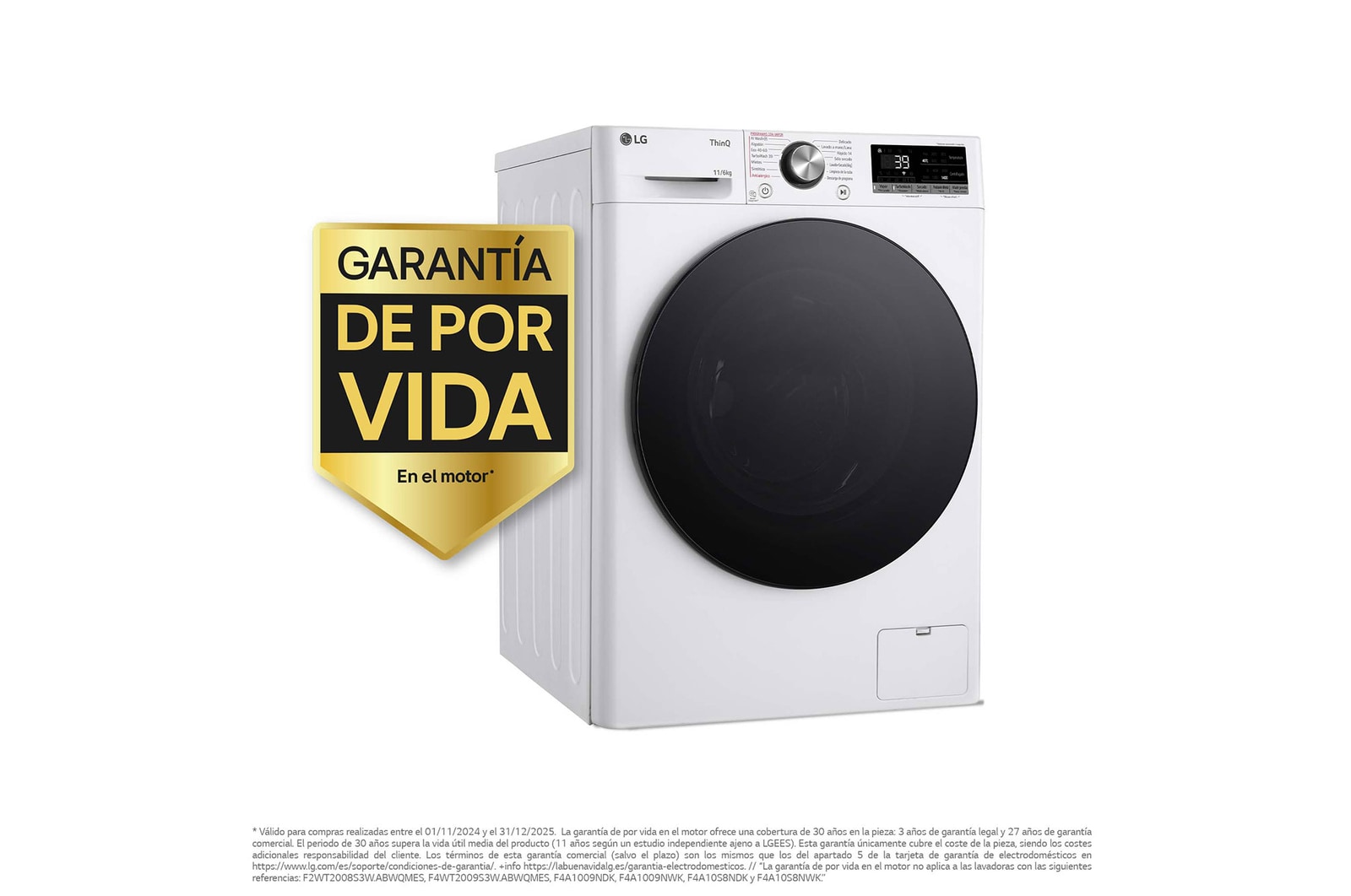 LG Lavasecadora inteligente AI Direct Drive TM, Turbowash 360º, 11/6kg, 1400rpm,  Un 10% más eficiente que  A(lavado) /D(secado) Blanca, Serie 700, F4DR7011AGW