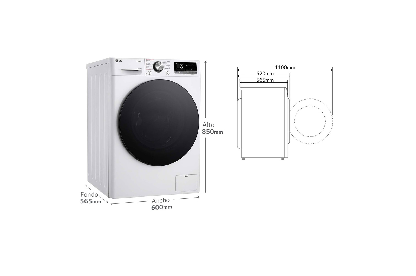 LG Lavasecadora inteligente AI Direct Drive TM, Turbowash 360º, 11/6kg, 1400rpm,  Un 10% más eficiente que  A(lavado) /D(secado) Blanca, Serie 700, F4DR7011AGW