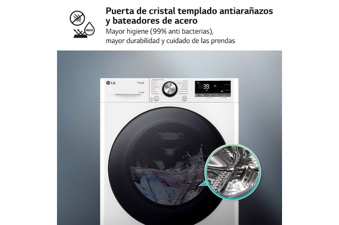 LG Lavasecadora inteligente AI Direct Drive TM, Turbowash 360º, 11/6kg, 1400rpm,  Un 10% más eficiente que  A(lavado) /D(secado) Blanca, Serie 700, F4DR7011AGW