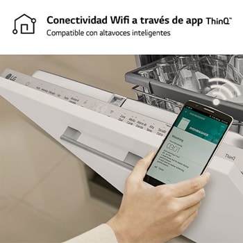 interior shot featuring lg dishwasher of front open