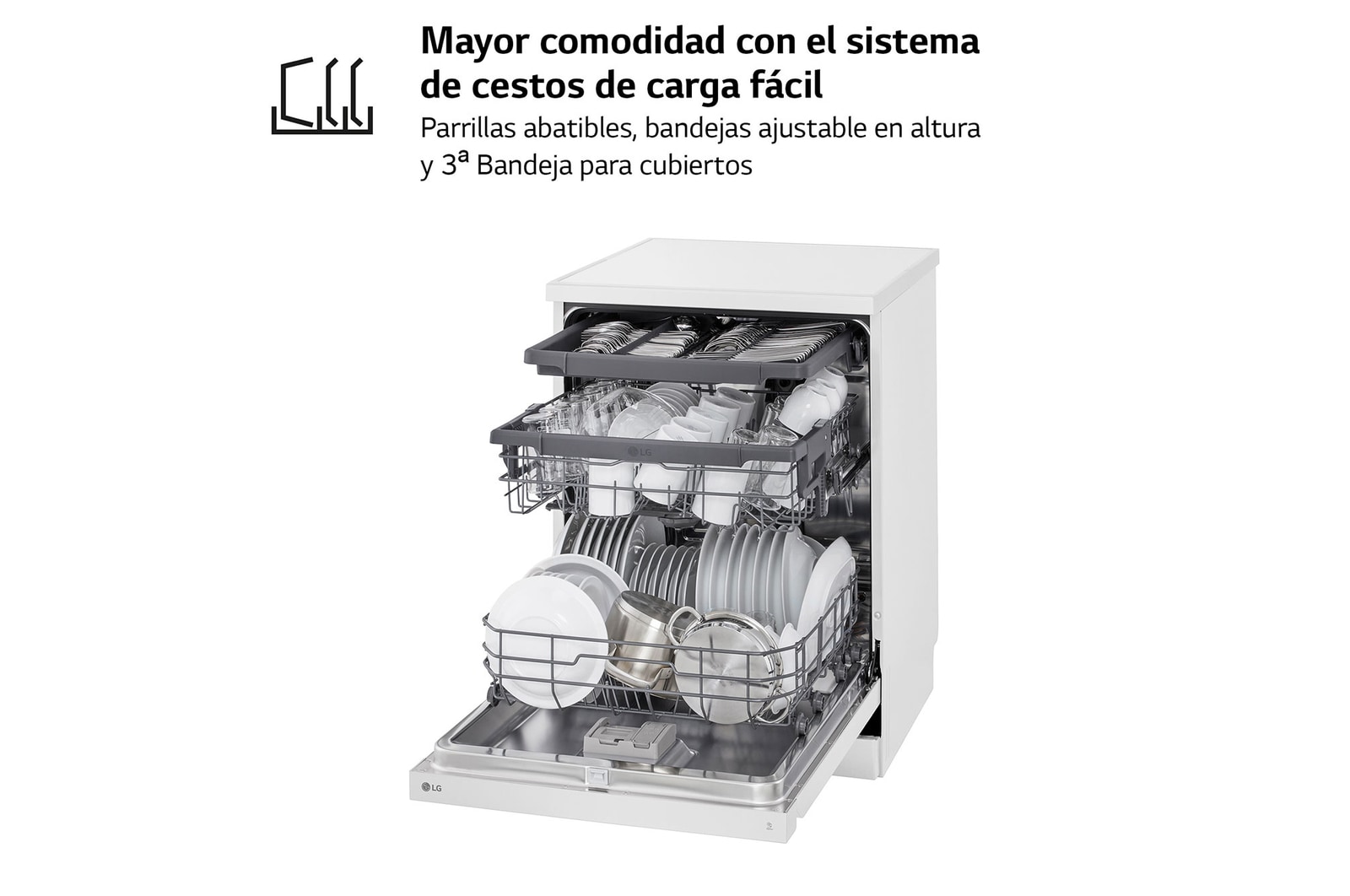 LG Lavavajillas LG QuadWashTM, Blanco , D, DF243FW.ABWQEES