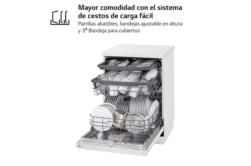 LG Lavavajillas LG QuadWashTM, Blanco , D, DF243FW.ABWQEES