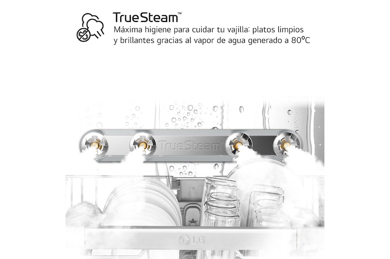 LG Lavavajillas LG QuadWash™, con lavado a  vapor, Blanco, D, DF243FWS