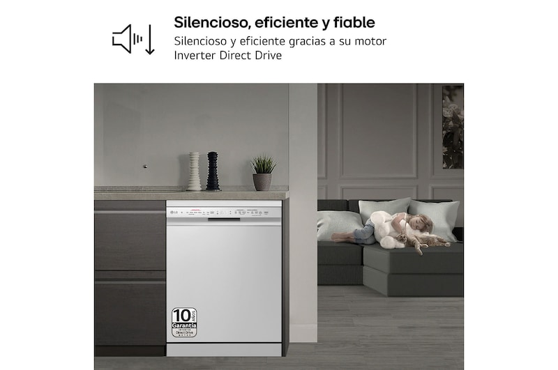 LG Lavavajillas LG QuadWash™, con lavado a  vapor, Blanco, D, DF243FWS