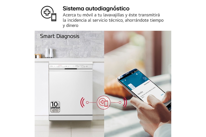 LG Lavavajillas LG QuadWash™, con lavado a  vapor, Blanco, D, DF243FWS
