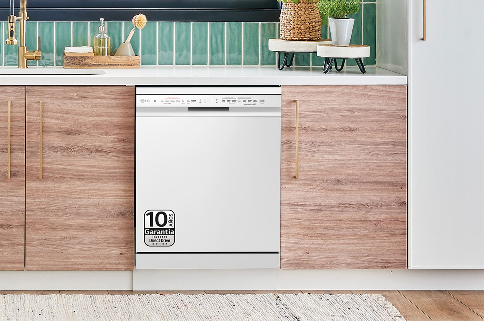 LG Lavavajillas LG QuadWash™, con lavado a  vapor, Blanco, D, DF243FWS