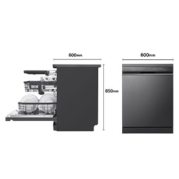 LG Outlet Lavavajillas LG QuadWashTM Steam, Acero negro grafito antihuellas, B, con lavado a vapor y tercera bandeja, DF365FMS.OUTLET