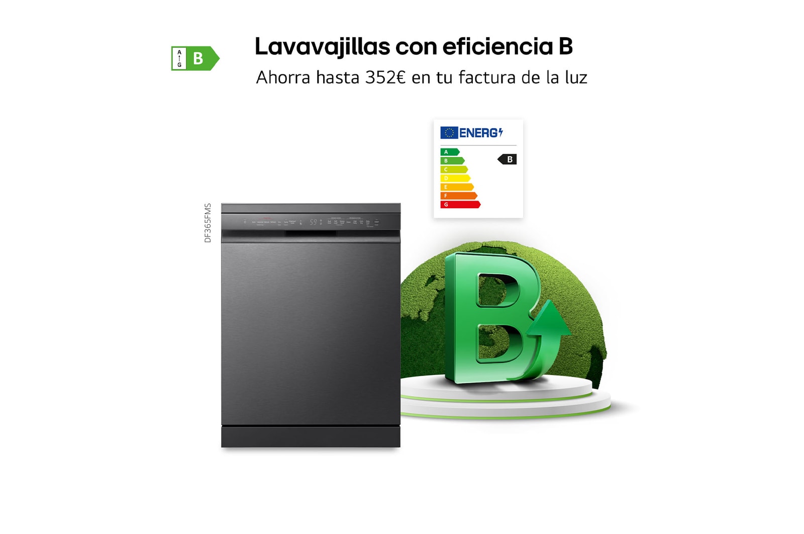 LG Outlet Lavavajillas LG QuadWashTM Steam, Acero negro grafito antihuellas, B, con lavado a vapor y tercera bandeja, DF365FMS.OUTLET