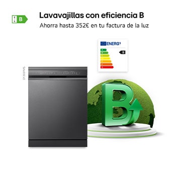 LG Outlet Lavavajillas LG QuadWashTM Steam, Acero negro grafito antihuellas, B, con lavado a vapor y tercera bandeja, DF365FMS.OUTLET