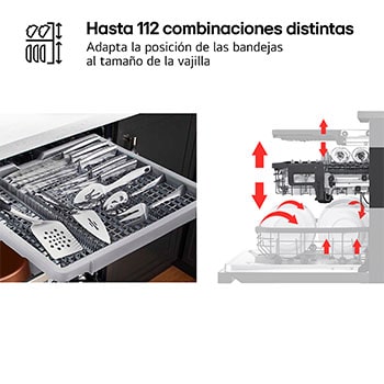 LG Outlet Lavavajillas LG QuadWashTM Steam, Acero negro grafito antihuellas, B, con lavado a vapor y tercera bandeja, DF365FMS.OUTLET