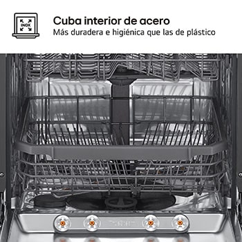 LG Outlet Lavavajillas LG QuadWashTM Steam, Acero negro grafito antihuellas, B, con lavado a vapor y tercera bandeja, DF365FMS.OUTLET