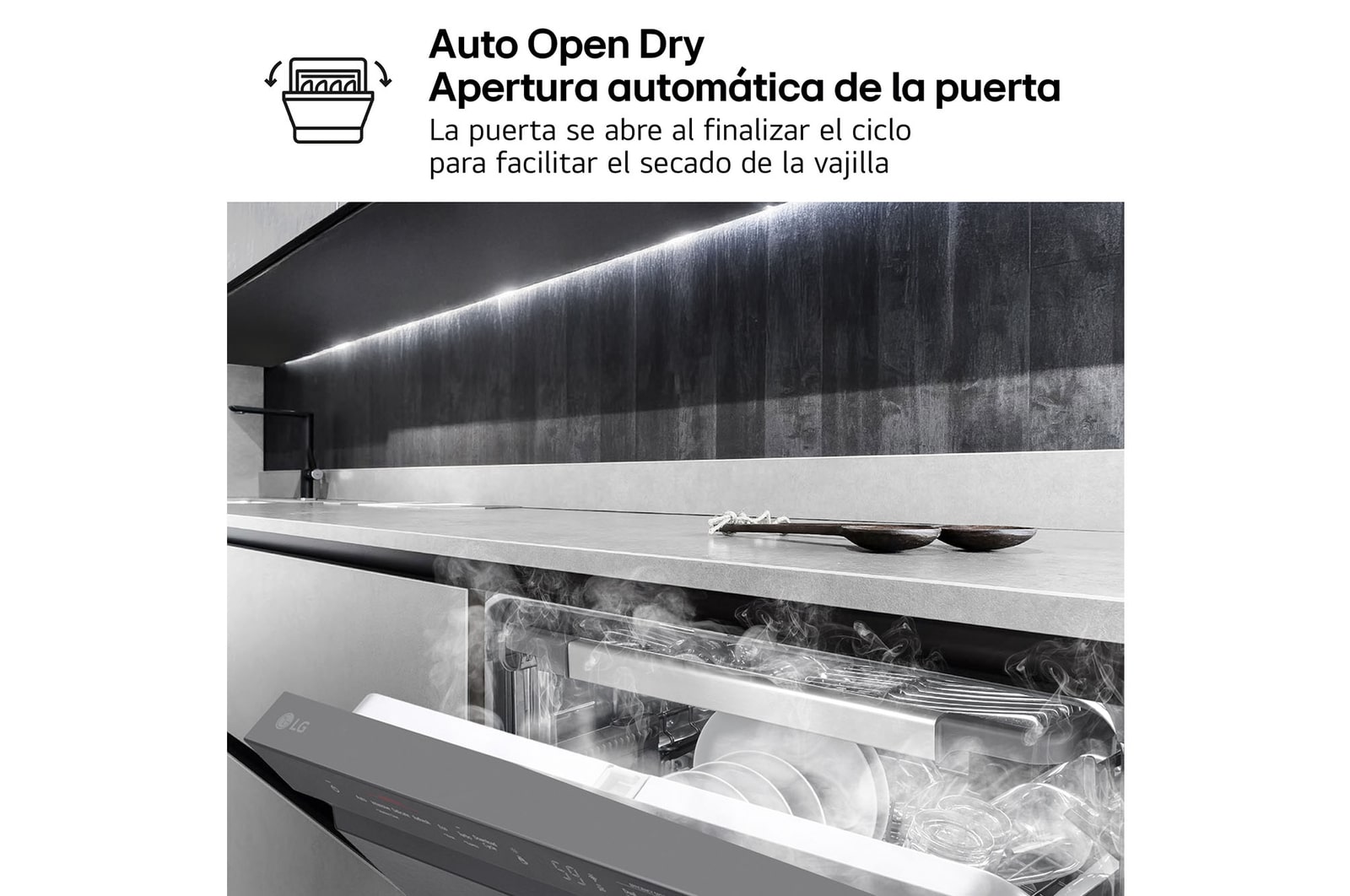 LG Outlet Lavavajillas LG QuadWashTM Steam, Acero negro grafito antihuellas, B, con lavado a vapor y tercera bandeja, DF365FMS.OUTLET