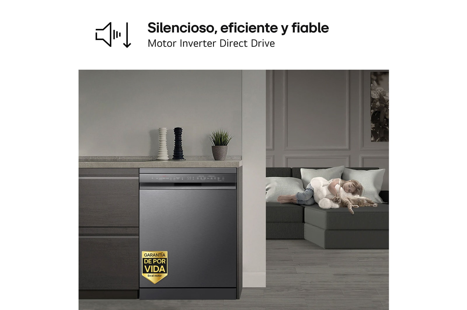 LG Outlet Lavavajillas LG QuadWashTM Steam, Acero negro grafito antihuellas, B, con lavado a vapor y tercera bandeja, DF365FMS.OUTLET